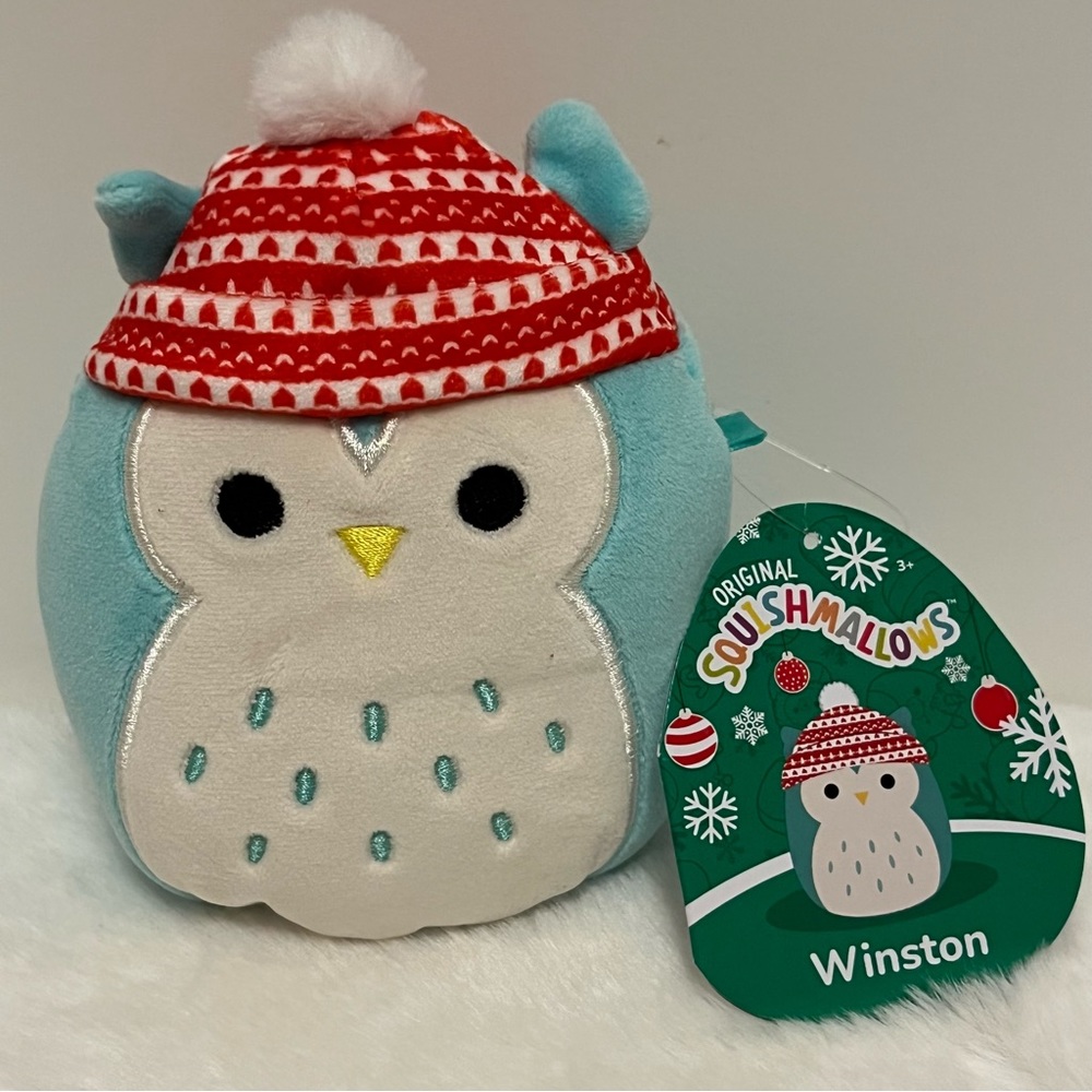 Squishmallow Winston Owl 🦉, Winter Toque Hat, Christmas 🎄☃️, 4.5” New